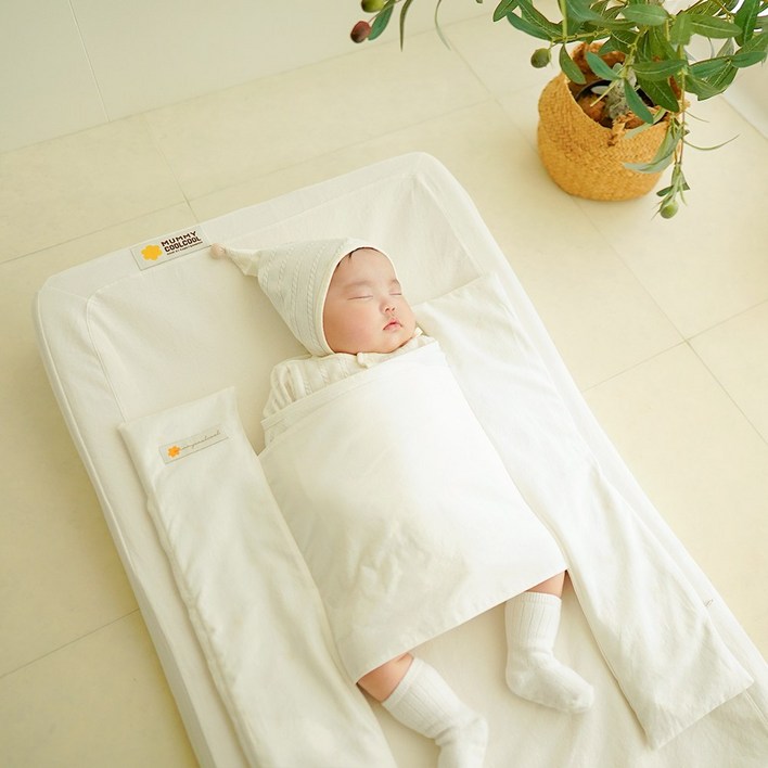 머미쿨쿨 크롭 믹스볼 모로반사 아기이불, 아이보리