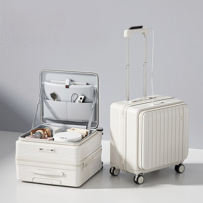 TLOML 캐리어 20인치 전면 오픈 USB 기내용 캐리어 대용량 여행용 캐리어