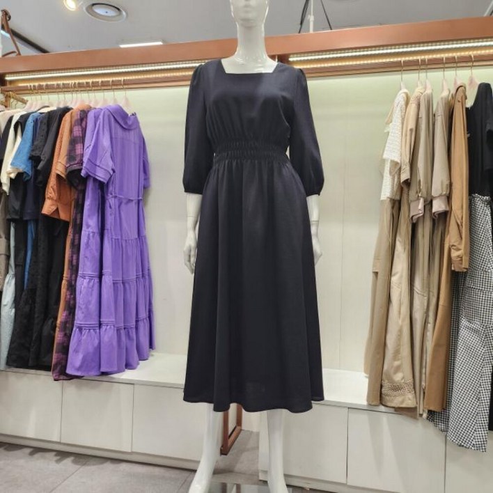 수스 HS04  스퀘어넥 스모킹 원피스 S252BOP401