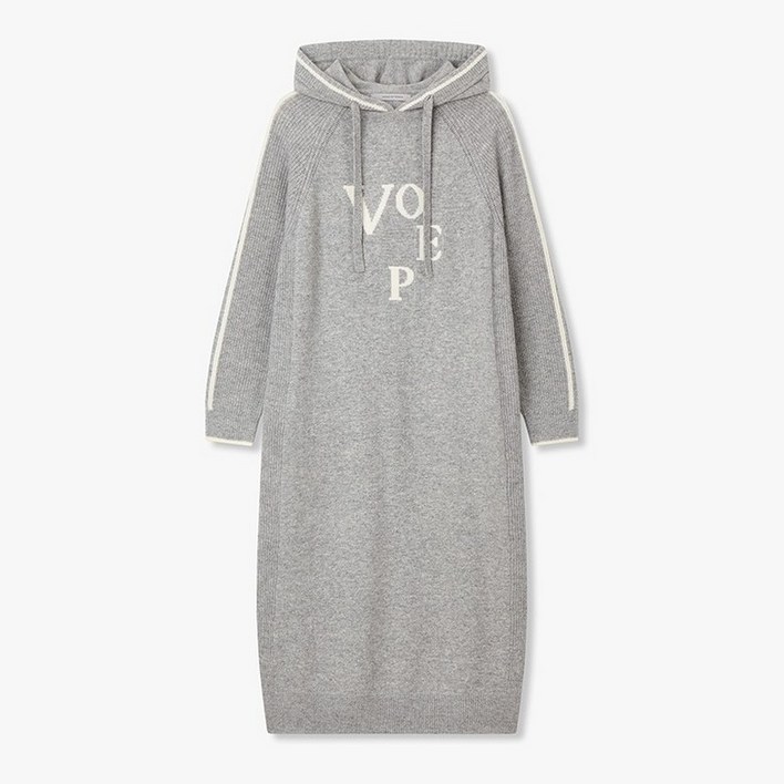 VOV 울 블렌드 후디드 롱 니트 원피스 7155450011 485368