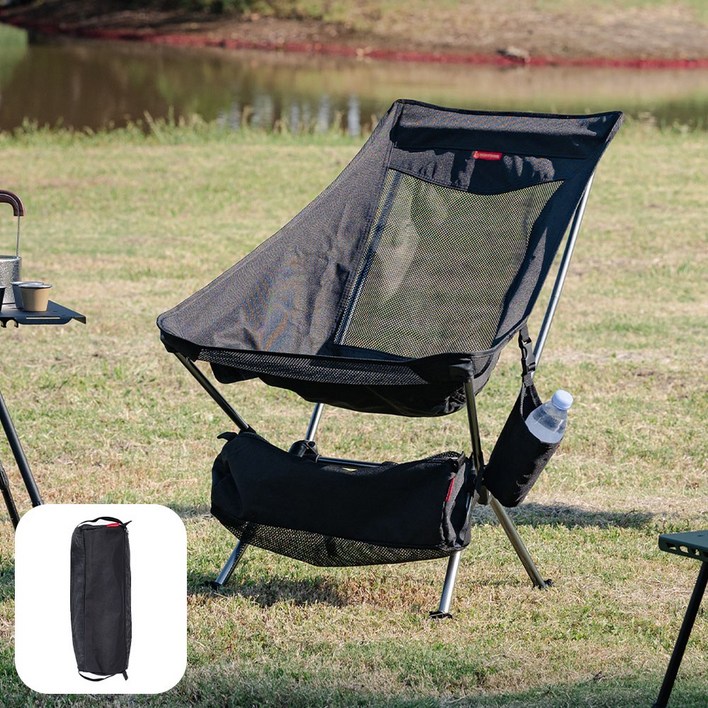 Hoffdine 호프딘 경량 접이식 야외 캠핑 의자 알루미늄 합금 등산 의자, 1개, 검은색