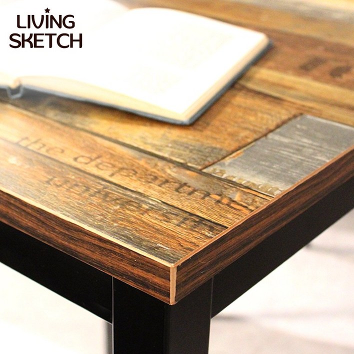 리빙스케치 보브 1200x600 빈티지 업소용 카페 테이블 철제 책상 4인 식탁