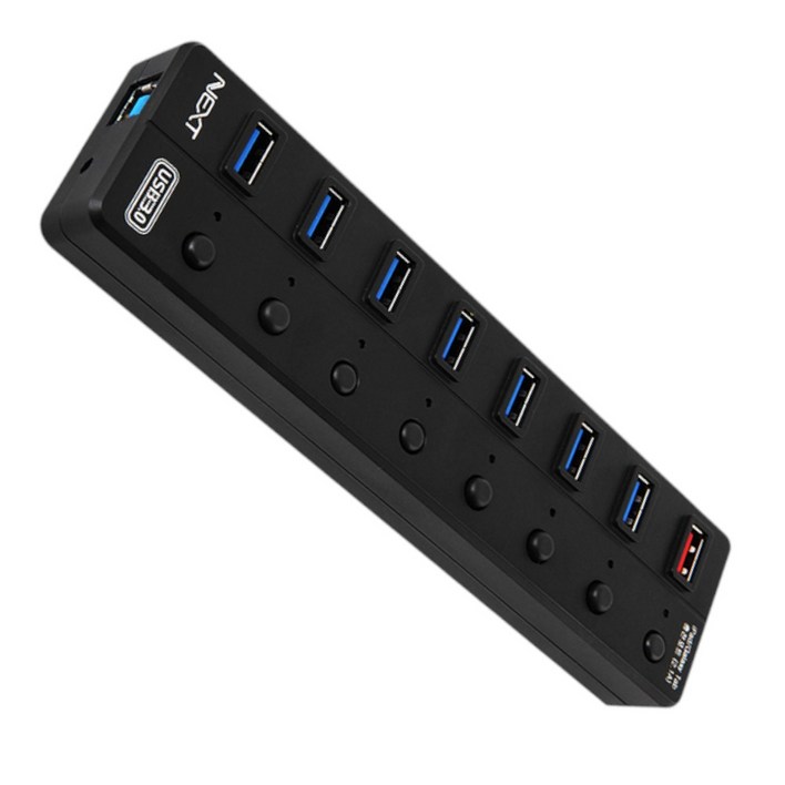 연오랑 넥스트유 UH308 USB허브 7포트 USB3.0 1포트 충전전용 유전원 개별전원, 단일색상