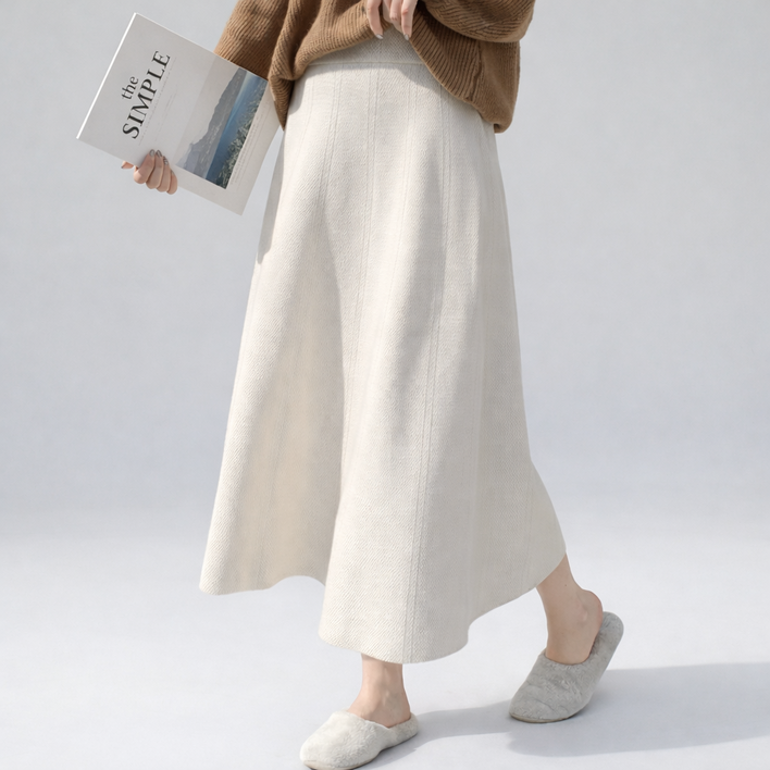 A라인 플레어 밴딩 니트 롱 스커트 치마