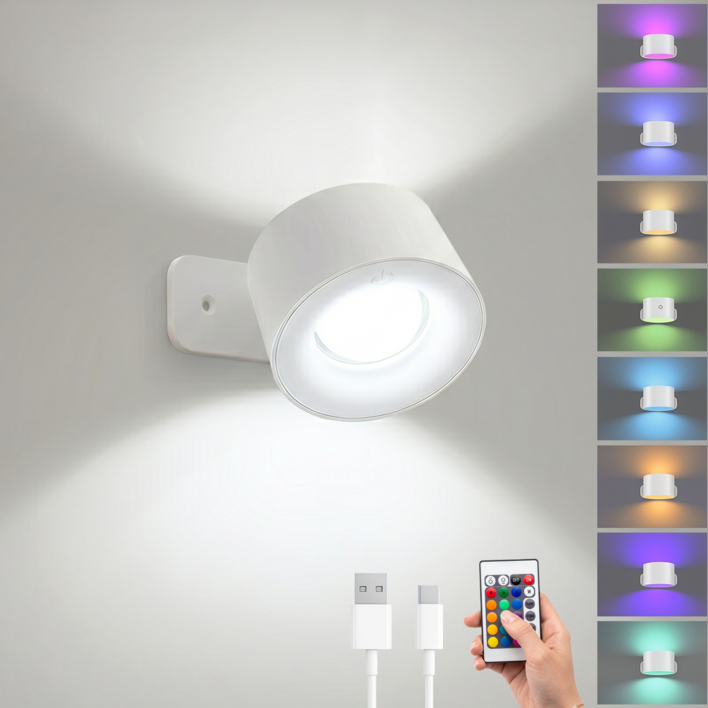 KEMEI  2 in 1  LED 무선 자석 부착형 벽등 충전식 색변환 무드등 대용량 배터리