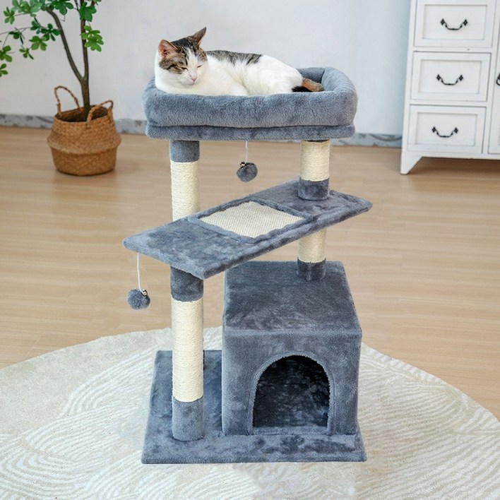 어몽더펫 고양이 3단 숨숨집 미니 캣타워