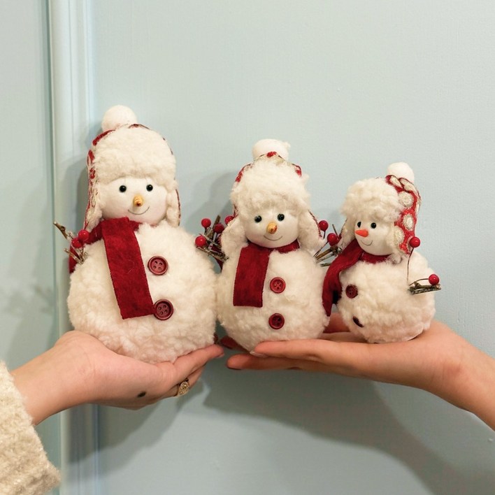 크리스마스 인테리어 장식품 군밤모자 눈사람 3종 세트, 1개, 군밤모자 눈사람