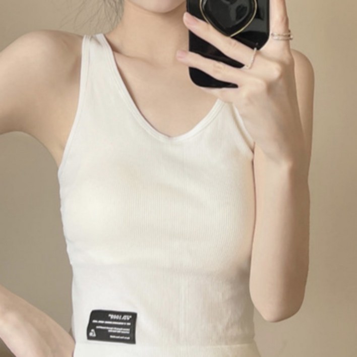 Daily 봄가을 크롭 민소매 패드 캡나시 4종 1세트화이트,블랙,카멜,카키