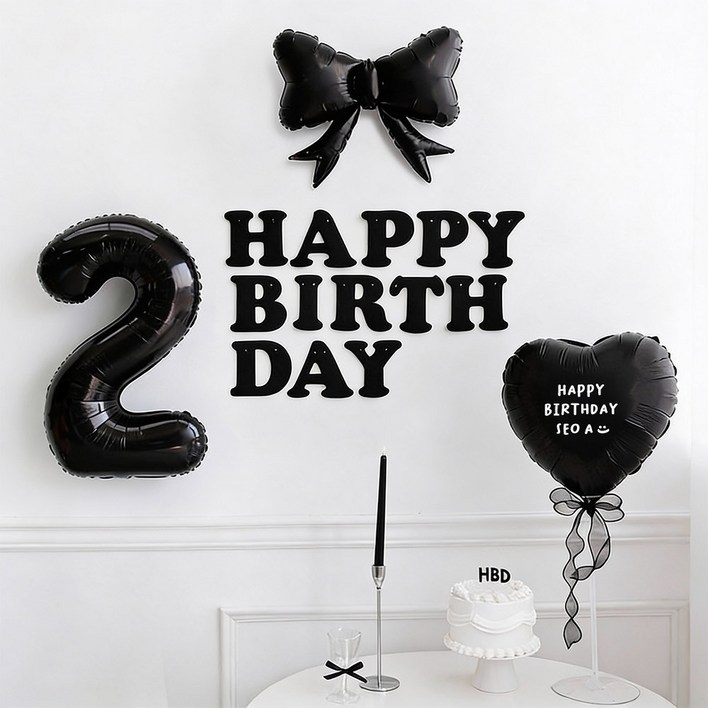 파티몬 생일 풍선 가랜드 리본 파티 용품 숫자 이니셜 세트 소품 이벤트