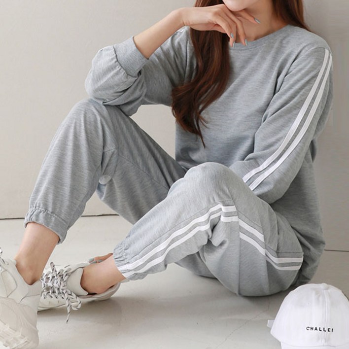 베나프 베이직 옆줄 맨투맨 팬츠 상하세트