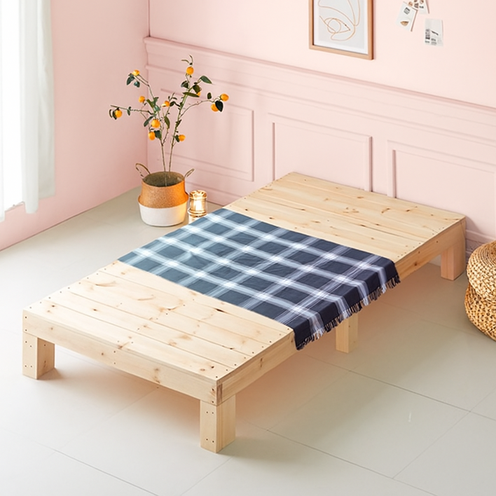숲에온 평상형 침대 프레임 100 국내생산 천연원목 주문제작 맞춤 저상형 수납형, 슈퍼싱글SS