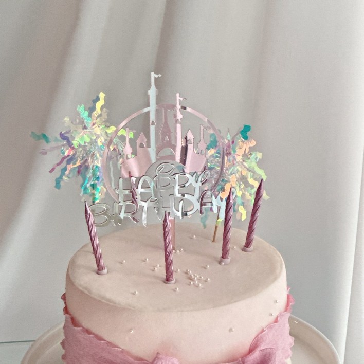 공주성 생일 케이크토퍼 + 케이크초 세트