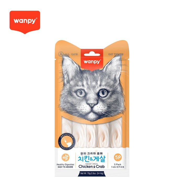 완피 크리미 퓨레 14g x 5p ,짜먹는 고양이 츄르 간식, 10개