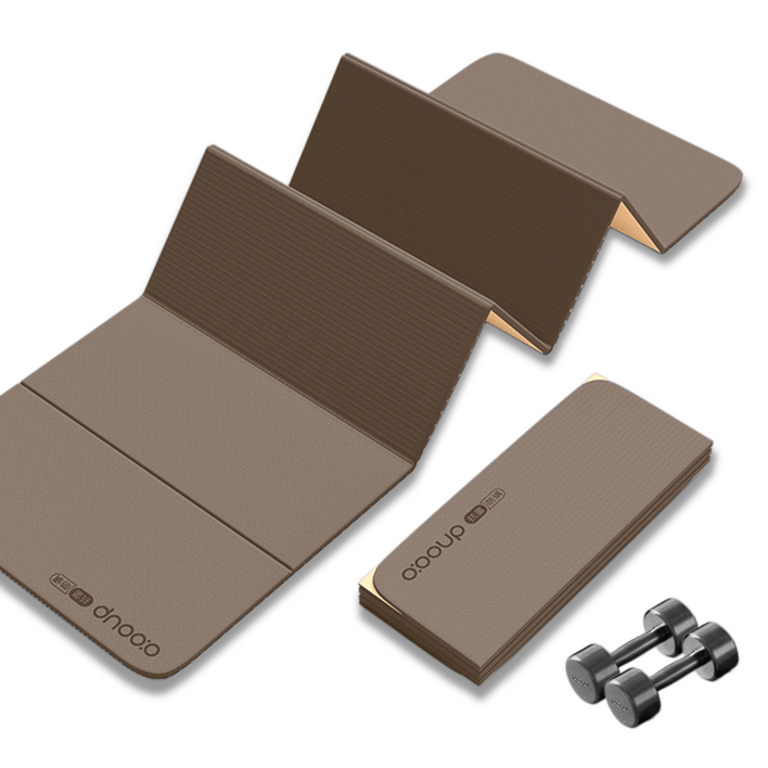 남성용 접이식 피트니스 요가 매트 POE 소재 천연 항균 진드기 방지 휴대용, 모카 브라운, 1개