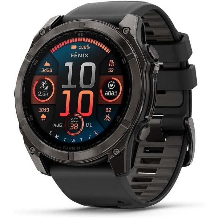 가민 피닉스8 51mm 티타늄 스마트워치 AMOLED GPS 내장 장시간 배터리 스파크 오렌지, 티타늄 51mm 회색