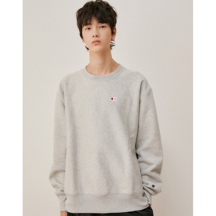 챔피온 Champion 남녀공용 C로고 Reverse Weave  기모 크루넥 그레이 CKTS2F307G2