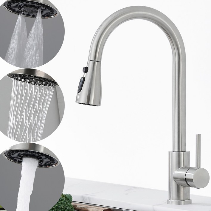 준앤코 리비앙 S1 3WAY 싱크대수전 주방 씽크대 수도꼭지 스테인리스