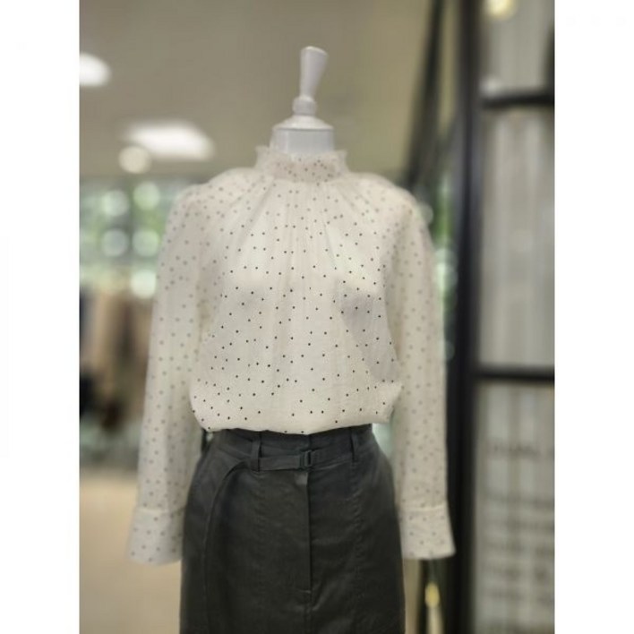 백화점 듀엘 하이넥 도트 블라우스 L254MSC040 아울렛
