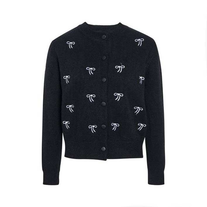 JJ지고트 리본 자수 라운드넥 가디건 GRAN1CD131