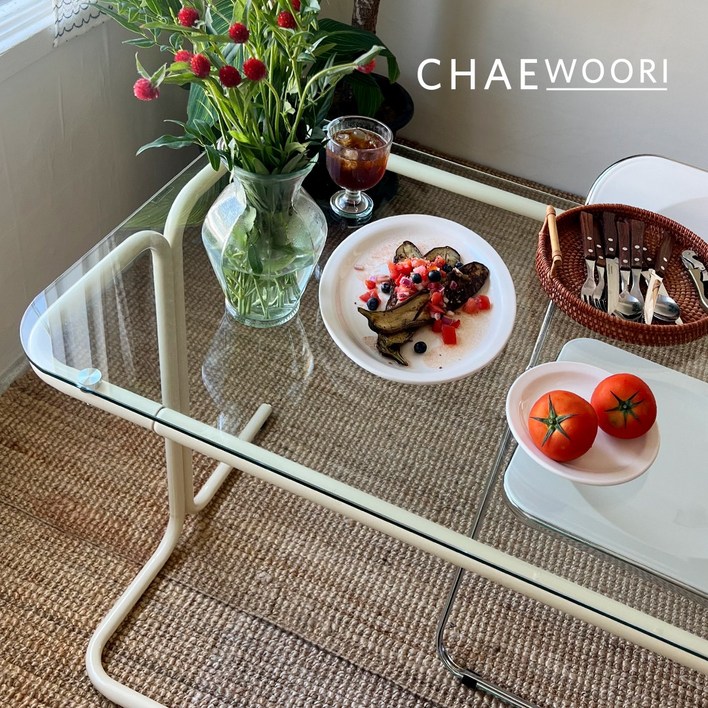 광안동927x채우리 버터크림 1200 투명 강화 유리 책상 테이블 ep.01