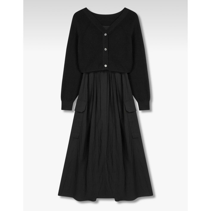 보브 크롭 가디건 레이어드 롱 원피스 7114137301 뉴코아일산