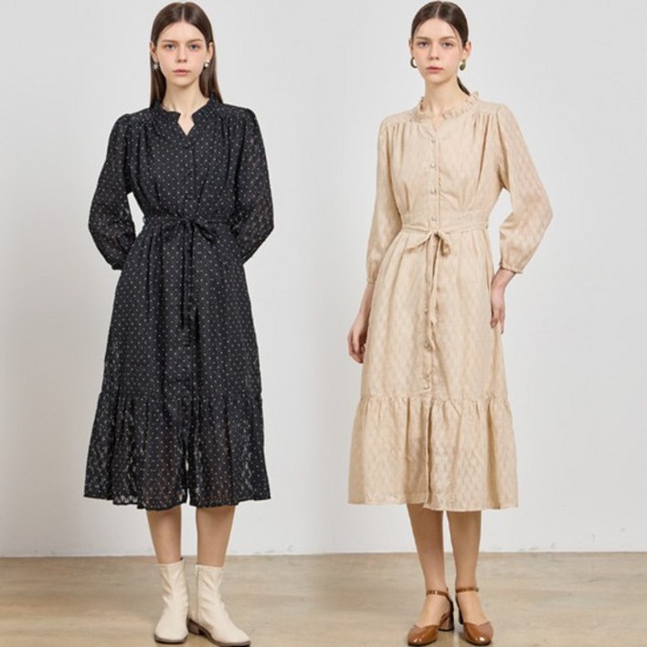 [최초가 78000원] 데일리 로맨틱 도트 자카드 쉬폰원피스