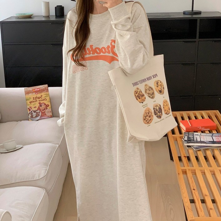 여성용 롱원피스 데일리룩 기장긴 면혼방소재 원피스 주머니있음 클린