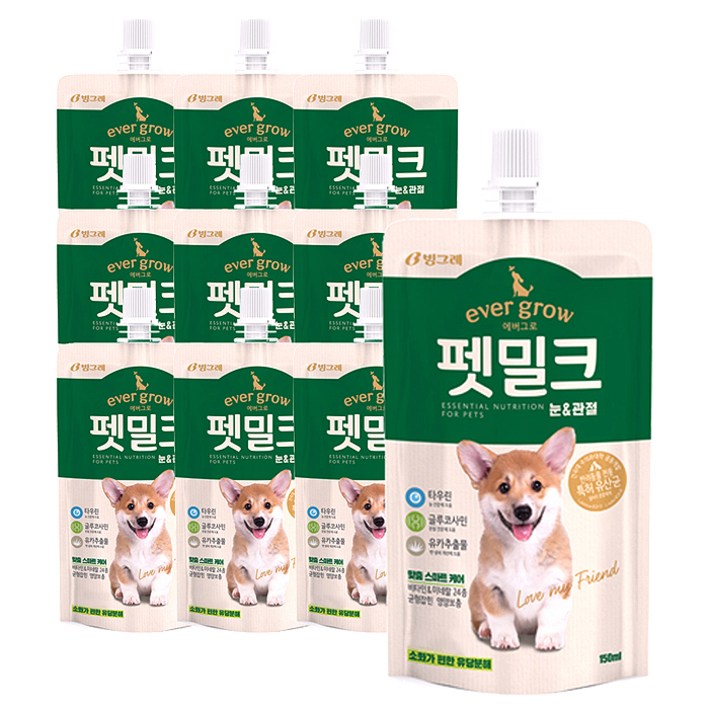 에버그로 펫밀크, 눈&관절 (글루코사민, 타우린), 150ml, 10개