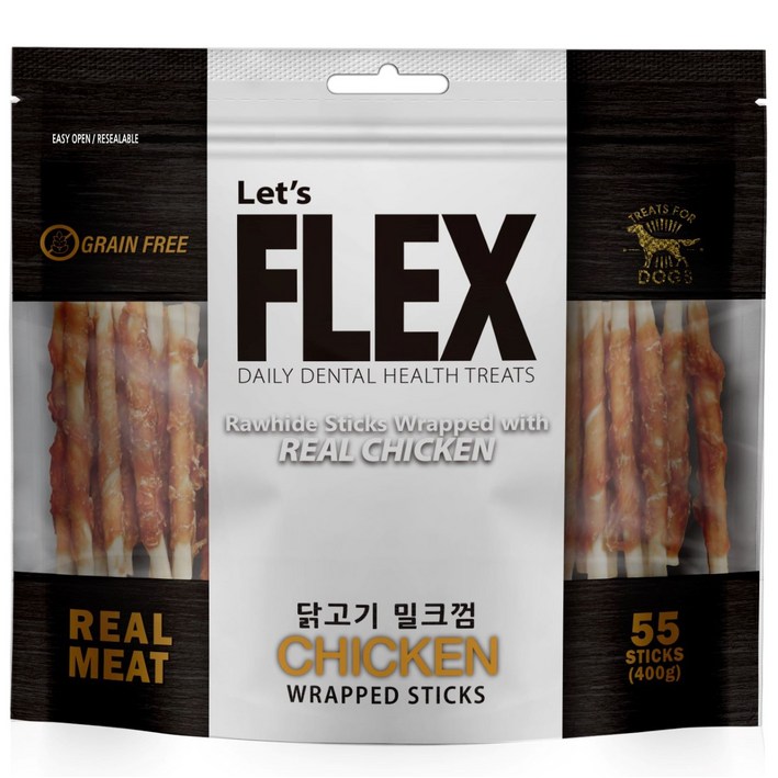플렉스 강아지 밀크껌, 닭고기맛, 400g, 1개