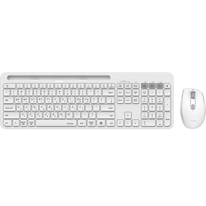 아이노트 멀티페어링 무선 블루투스 키보드 + 마우스 세트, 일반형, KM680RB, 화이트