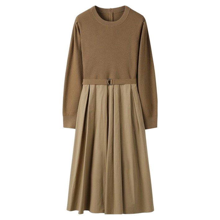 씨씨콜렉트 텍스처 블록 벨티드 니트 드레스