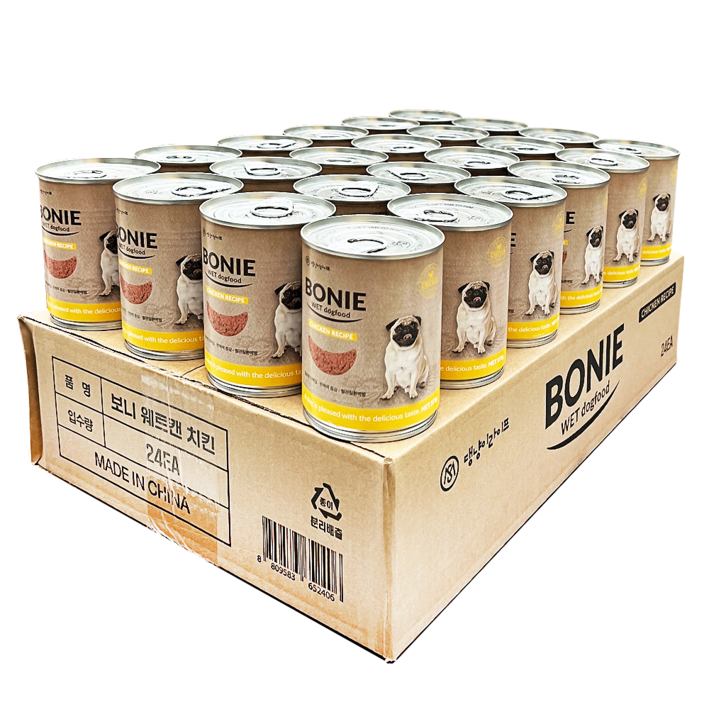 강아지습식사료 댕냥이라이프 강아지 보니웨트캔 375g, 24개, 닭고기
