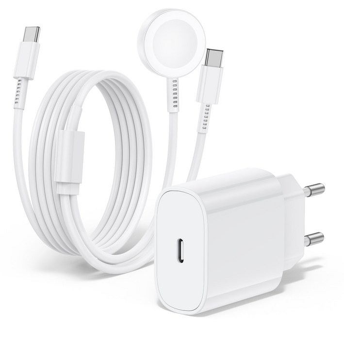 루미아코어 25W PPS PD 3.0 초고속 충전기 갤럭시워치 호환 2in1 유무선 충전케이블 60W 180cm, 화이트 충전기케이블, 1개, 1.8m