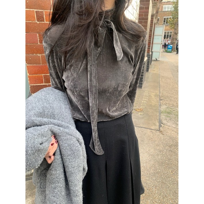 underson 언더슨 스카프 티셔츠 벨벳블라우스 (3color)