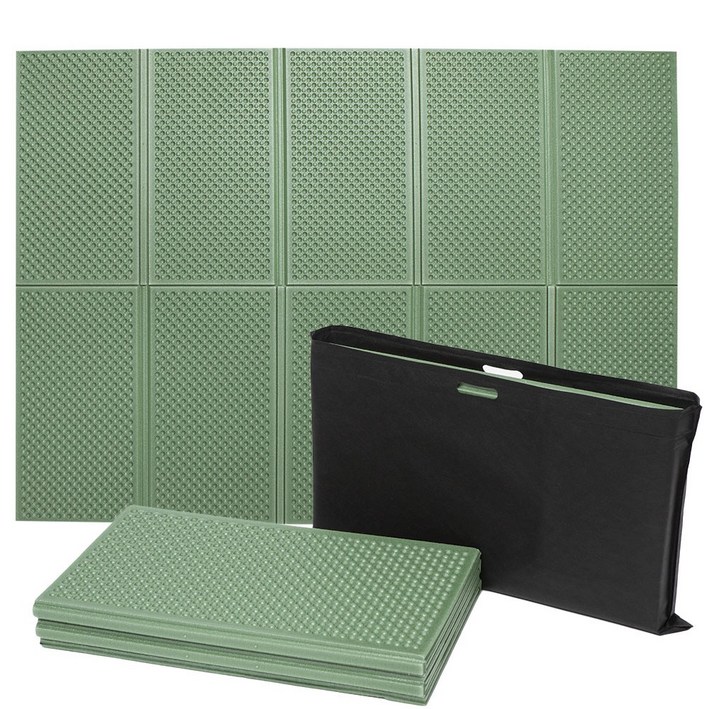 쿠셔니 캠핑매트 2단 엠보싱 발포매트 차박매트  보관가방 중형 200cmx140cm 2인용, 카키