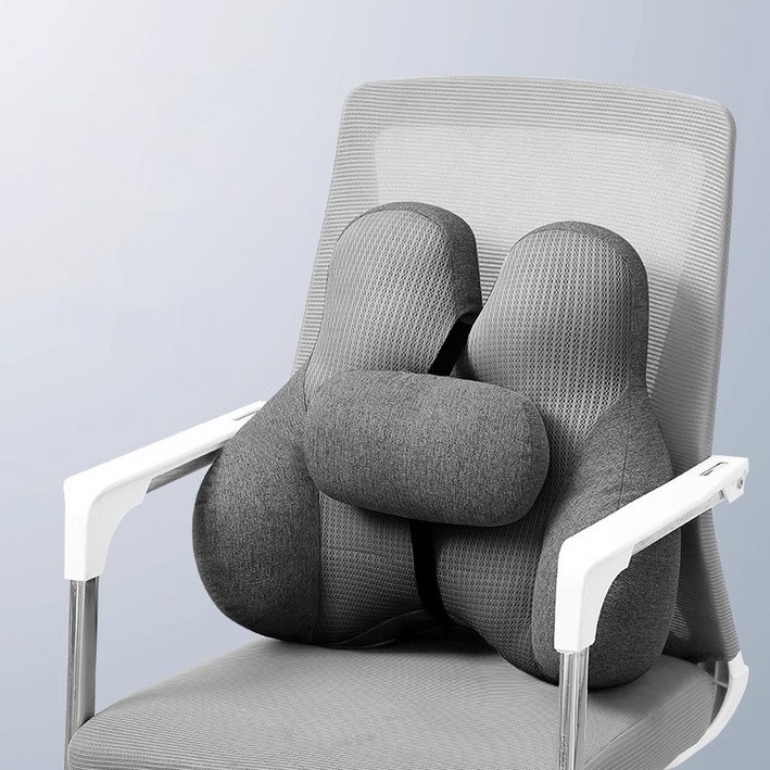 Pogeuni 2단 탈부착식 사무실 의자 허리 등 받이 쿠션 부분 조절가능함 허리 통증이 살아지는 꿀템, 그레이