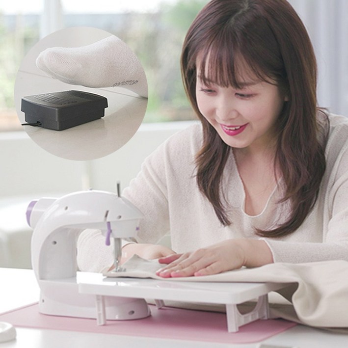 미싱맘 꼬매지오 미니재봉틀 휴대용 가정용 재봉기 미싱기 셀프수선, 1세트