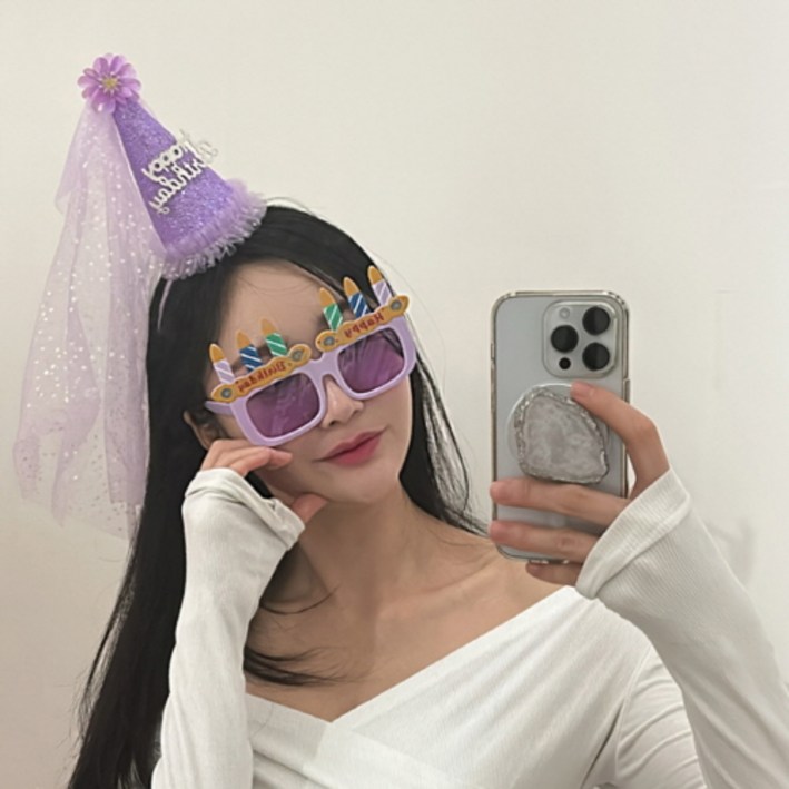 레이스 베일 꼬깔머리띠안경 세트