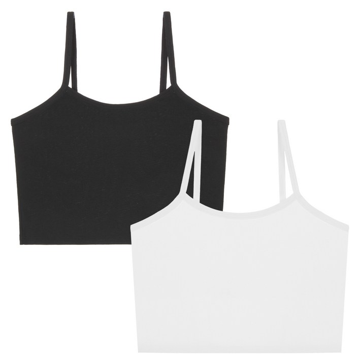 엘라운지 1+1 골지 스트링 크롭나시