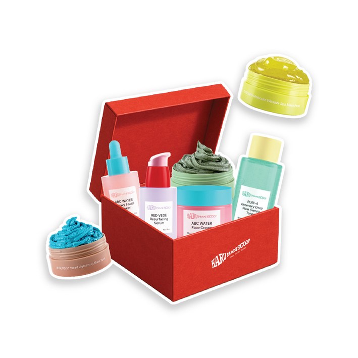유통기한 임박 특가 세트 하루한스쿱 럭키 백 스킨케어 4종 세트 토너 크림 워시오프팩 앰플 세럼