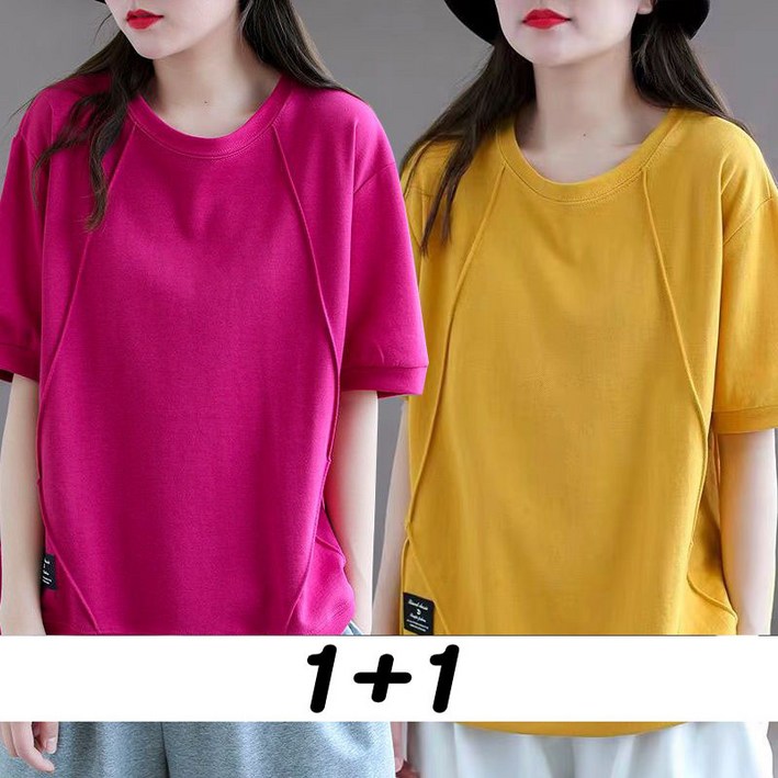 11 여성용 반팔 티셔츠 봄 여름 슬림핏 트렌디한 티셔츠 캐주얼 데일리 반팔티 루즈핏 빅사이즈 맨투맨 상의 YMY