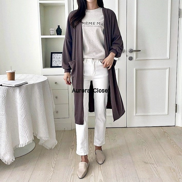 여성 가디건 오픈형 루즈핏 데일리 롱가디건