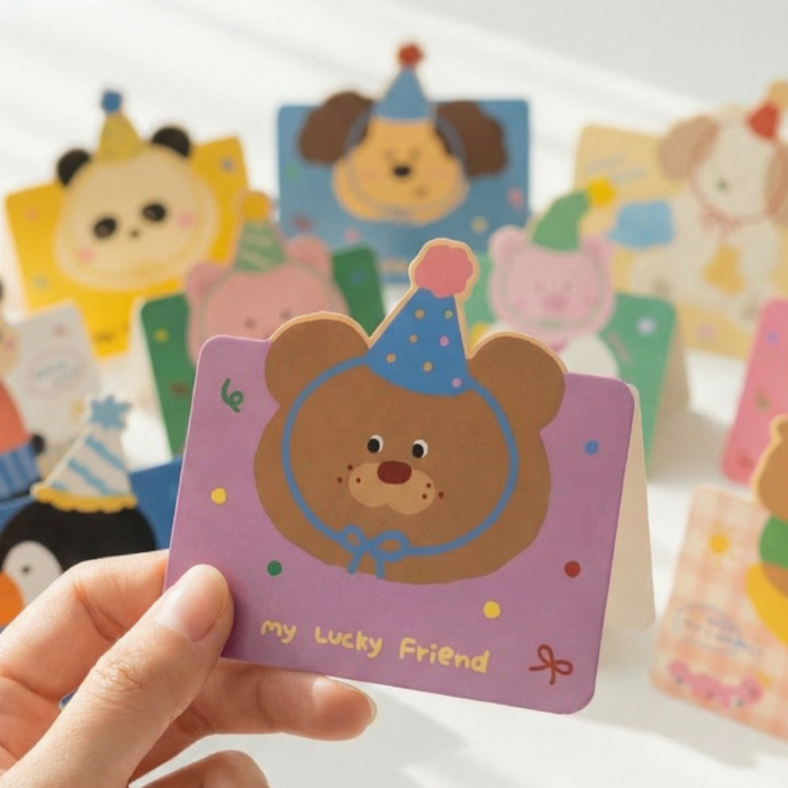 올리올망 동물 캐릭터 미니 생일 축하 카드