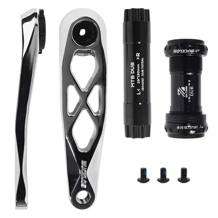 BUCKLOS MTB 산악 자전거 크랭크 암 세트 하단 브래킷 - 170MM 알루미늄 합금 할로우테크 다이렉트 마운트 싱글 스피드 크랭크셋, BMX DH AM XC 블랙/티타늄/실
