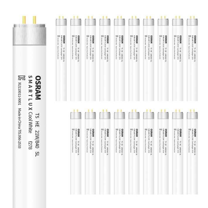 오스람 T5 형광등 900mm HE 21W 840 SL, 주백색, 20개