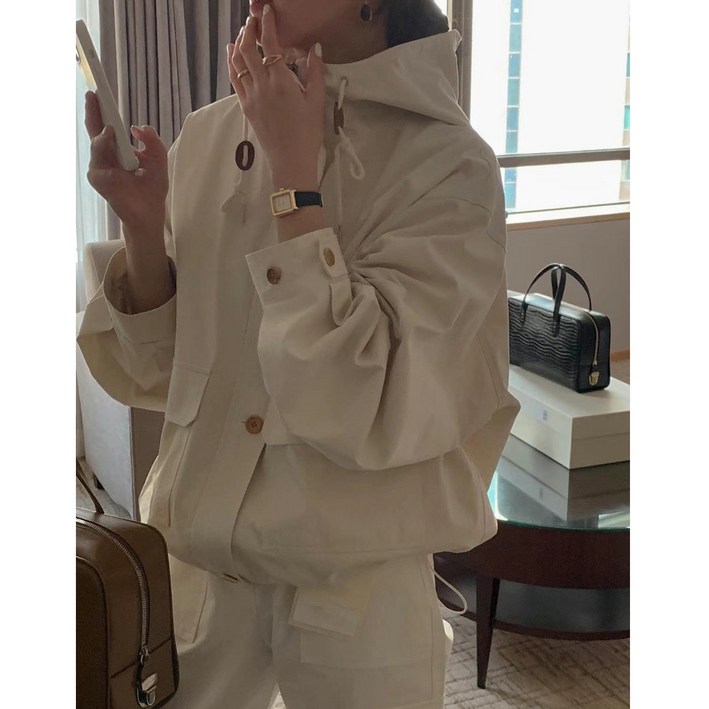 후드 집업 오퍼핏 클래식 봄 야상 점퍼 루즈 빅포켓 베이직