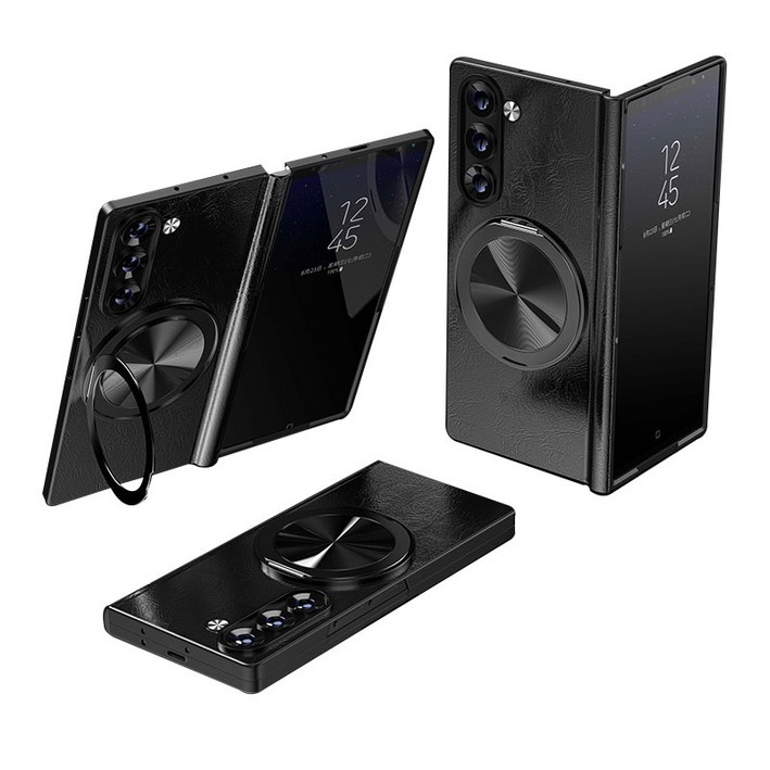 갤럭시 Z 폴드 힌지보호 천연 가죽 magsafe 360도 각도 조절이 거치대 케이스