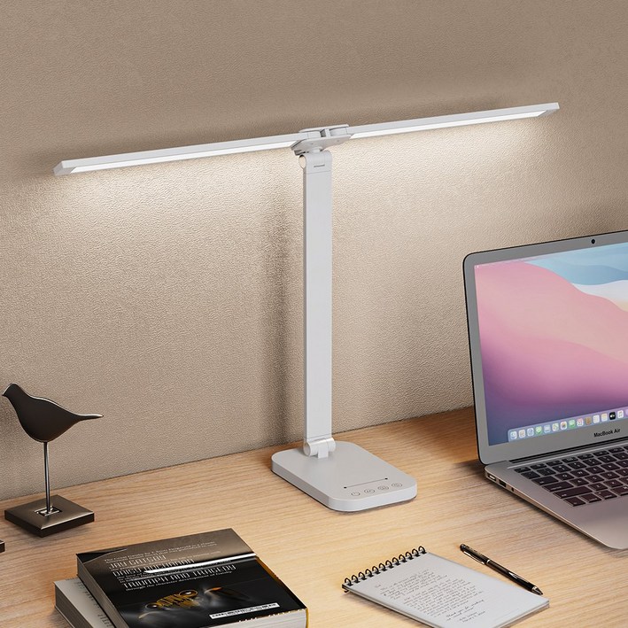 Airwit 독립조절 듀얼 LED 스탠드 조명 시력보호 블루라이트 차단 스마트 감광 책상 사무실 학습용 사무용 독서용, 화이트