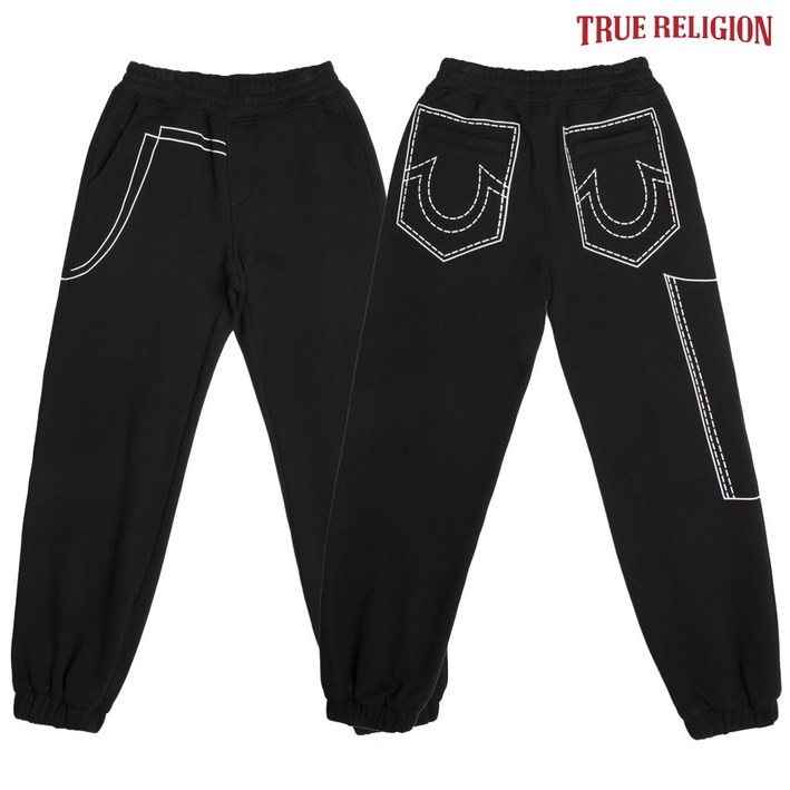 TRUE RELIGION 저지 조거 팬츠 블랙