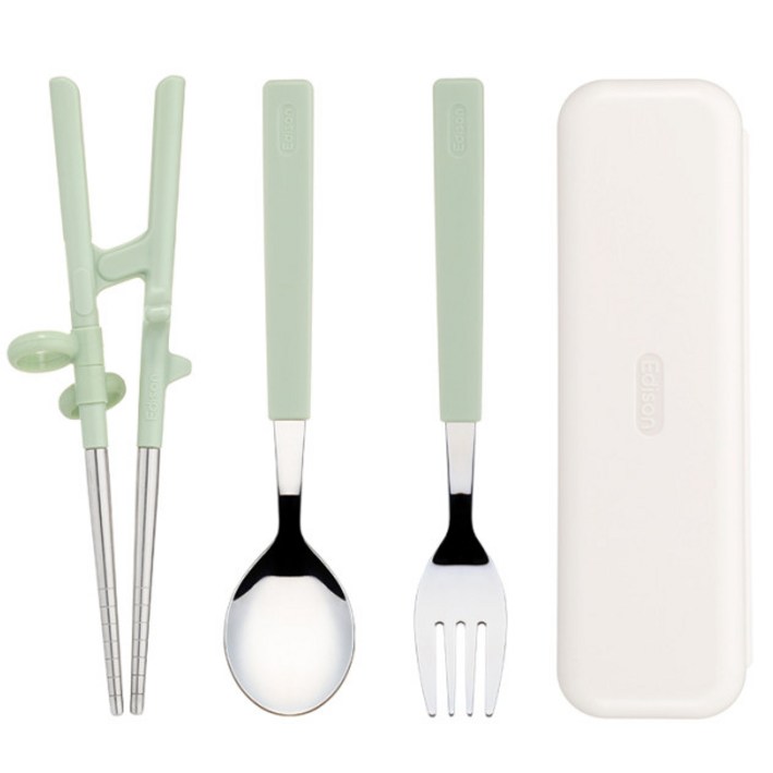 에디슨 2단계 스텐 젓가락 스푼 포크 케이스 세트